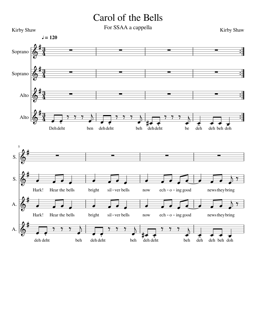 Carol of the Bells - Simplified Sheet music for Soprano, Alto (Choral ...