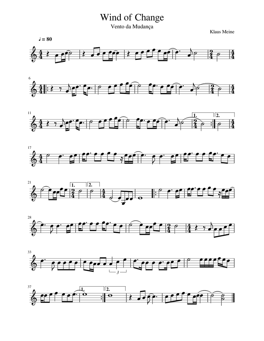 Wind of Change Sheet music for Violin (Solo) | Musescore.com