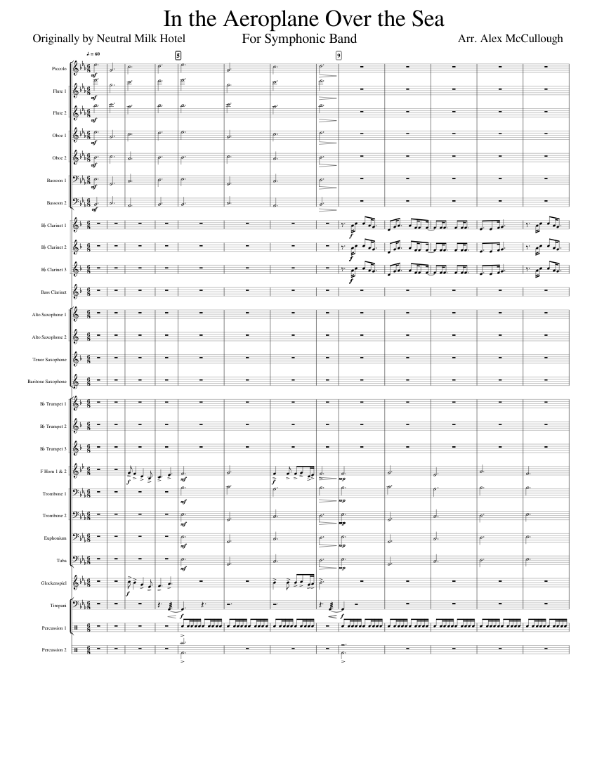 In the Aeroplane Over the Sea Sheet music for Trombone, Euphonium, Tuba,  Flute piccolo & more instruments (Concert Band) | Musescore.com