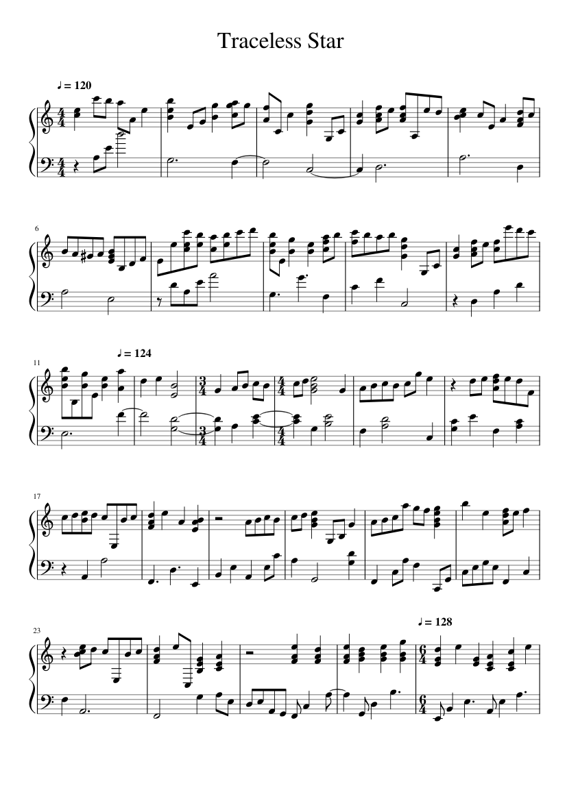 Traceless Star Sheet music for Piano (Solo) | Musescore.com