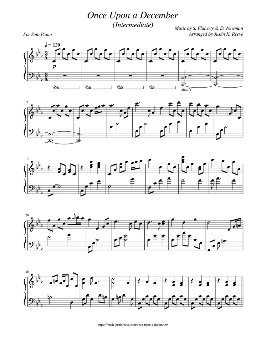 Once Upon a December (Intermediate) (with accompaniment track) – Justin K.  Reeve Sheet music for Piano (Solo) | Musescore.com