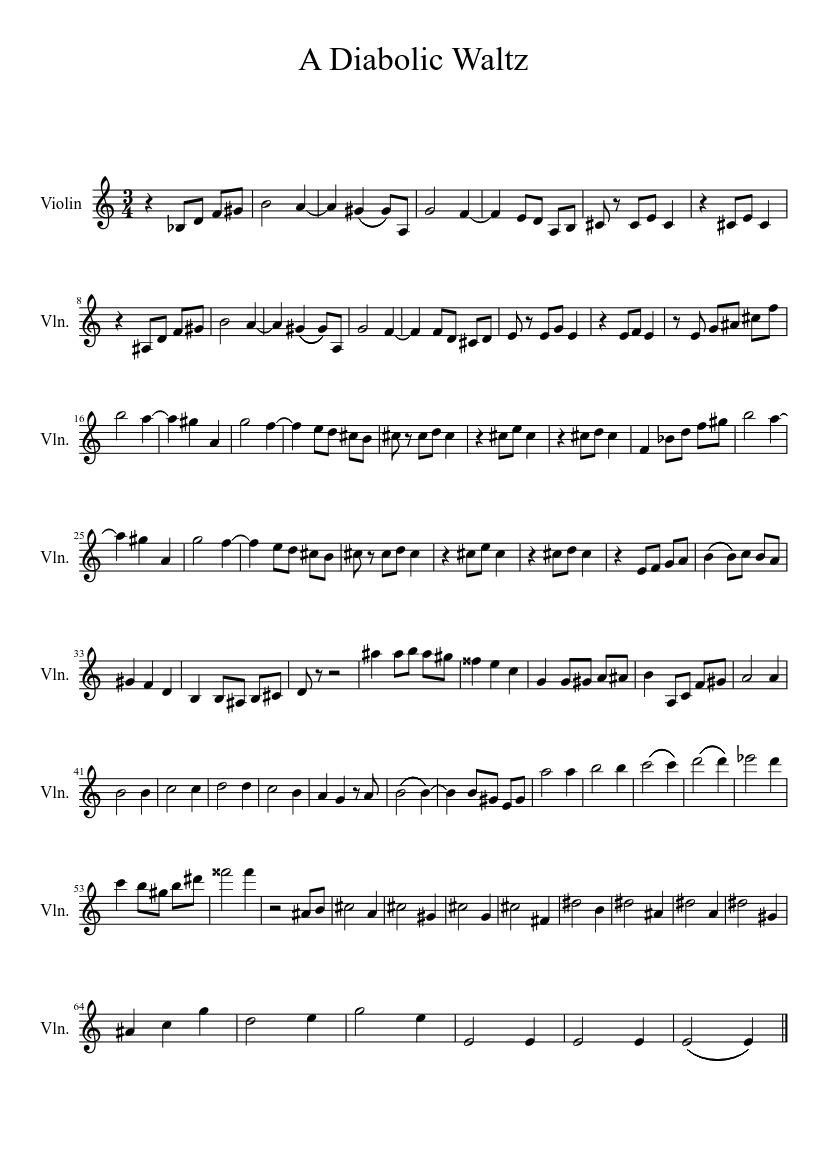 A Diabolic Waltz (From Anime: Kuroshitsuji) Sheet music for Violin (Solo) |  Musescore.com