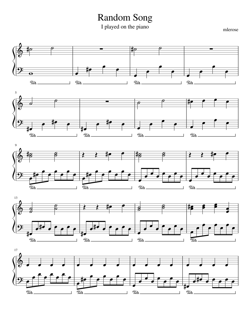 Random song I wrote Sheet music for Piano (Solo) Easy | Musescore.com