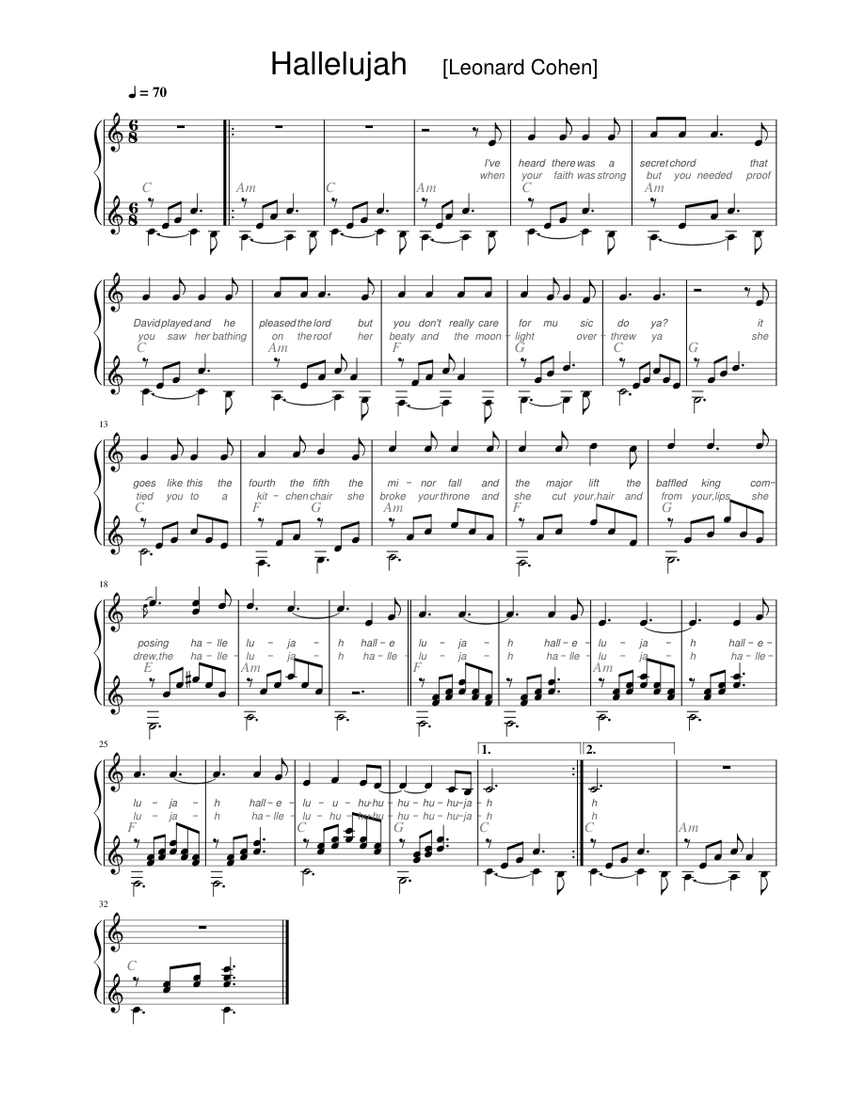 Hallelujah guitar Sheet music for Guitar (Solo) | Download and print in