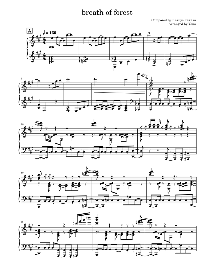 Breath Of Forest Mad Rat Dead Sheet Music For Piano Solo