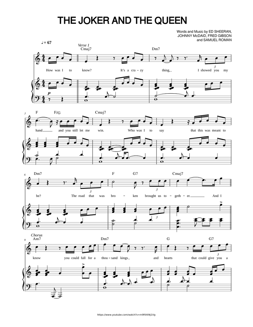 The joker and the queen – Ed Sheeran Sheet music for Piano, Vocals (Piano-Voice-Guitar)  | Musescore.com