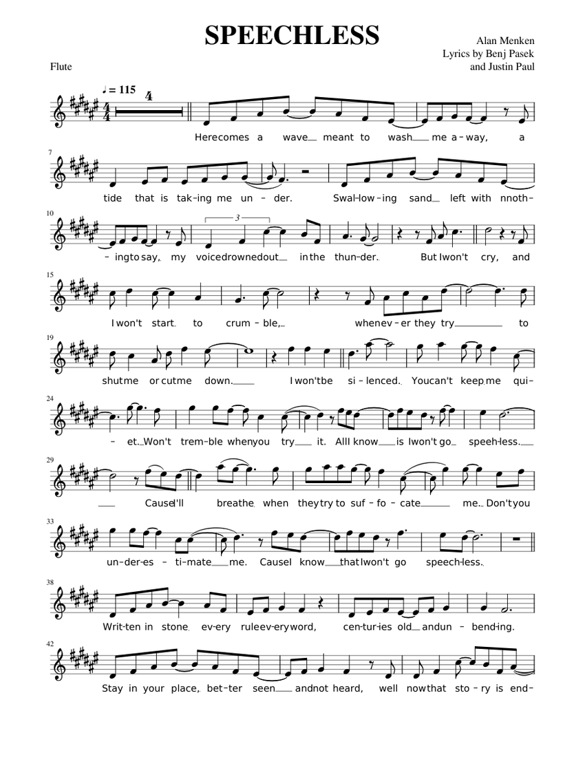 Speechless - Flute Sheet music for Saxophone alto (Solo) | Musescore.com
