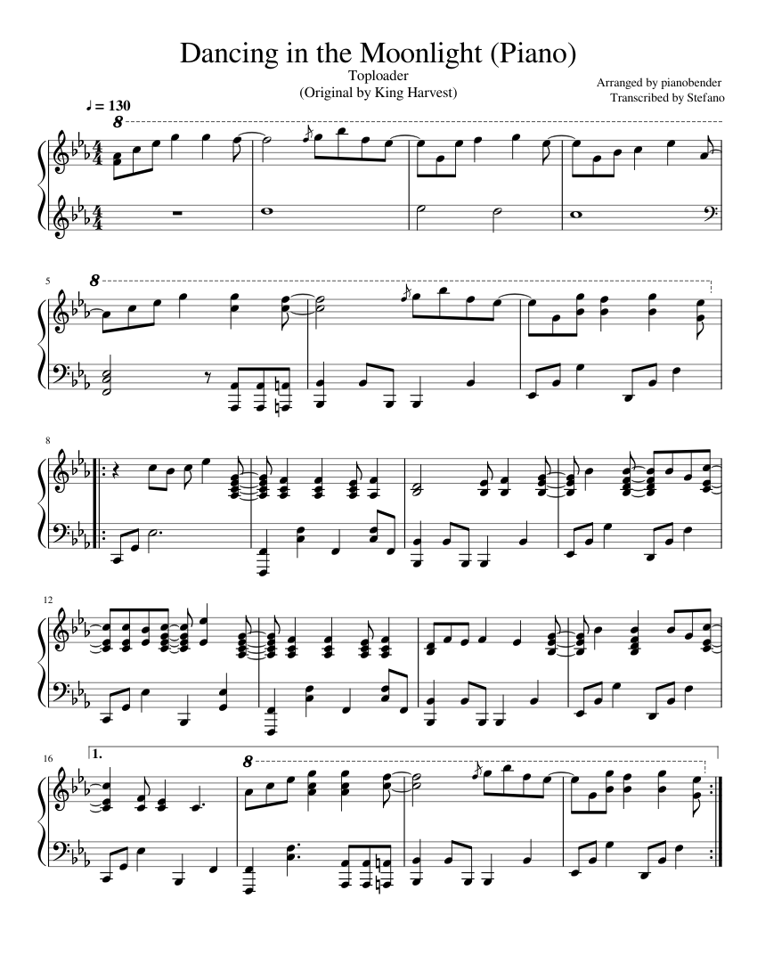Dancing In The Moonlight Piano Sheet Music For Piano Solo Musescore Com