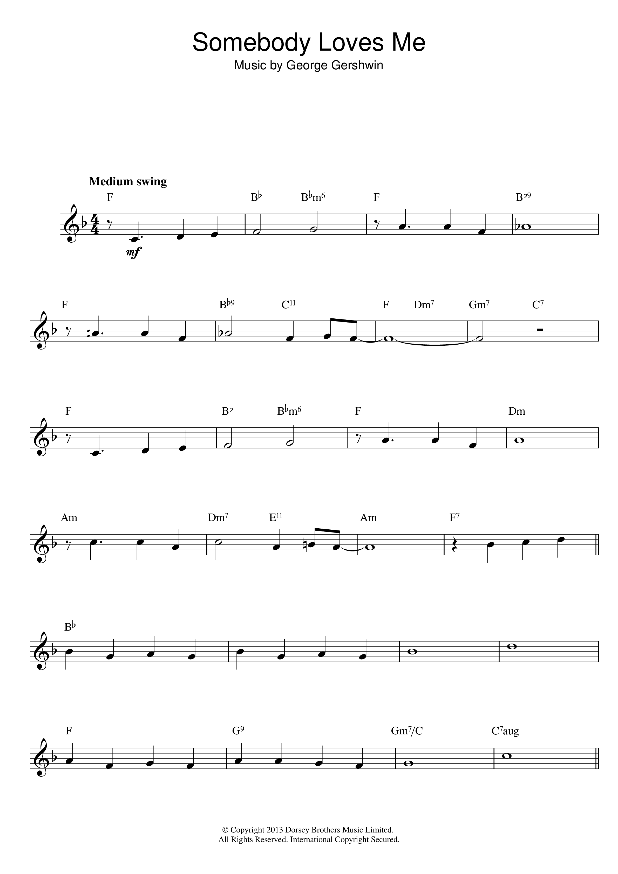 Somebody loves me Sheet music by George Gershwin Official | MuseScore.com