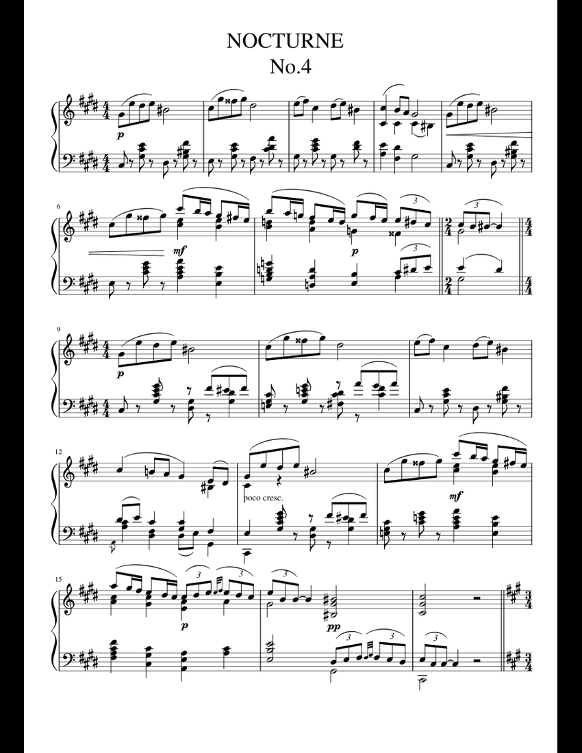 NOCTURNE Sheet Music For Piano (Solo) | Musescore.com