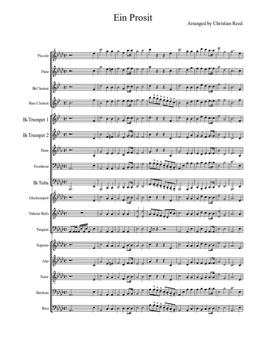 Ein Prosit Sheet music for Trombone, Tuba, Flute, Oboe &amp; more ...