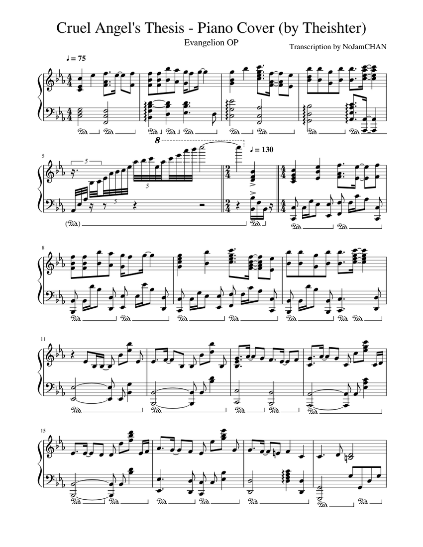 Cruel Angel's Thesis - Piano Cover by Theishter Sheet music for Piano  (Solo) | Musescore.com