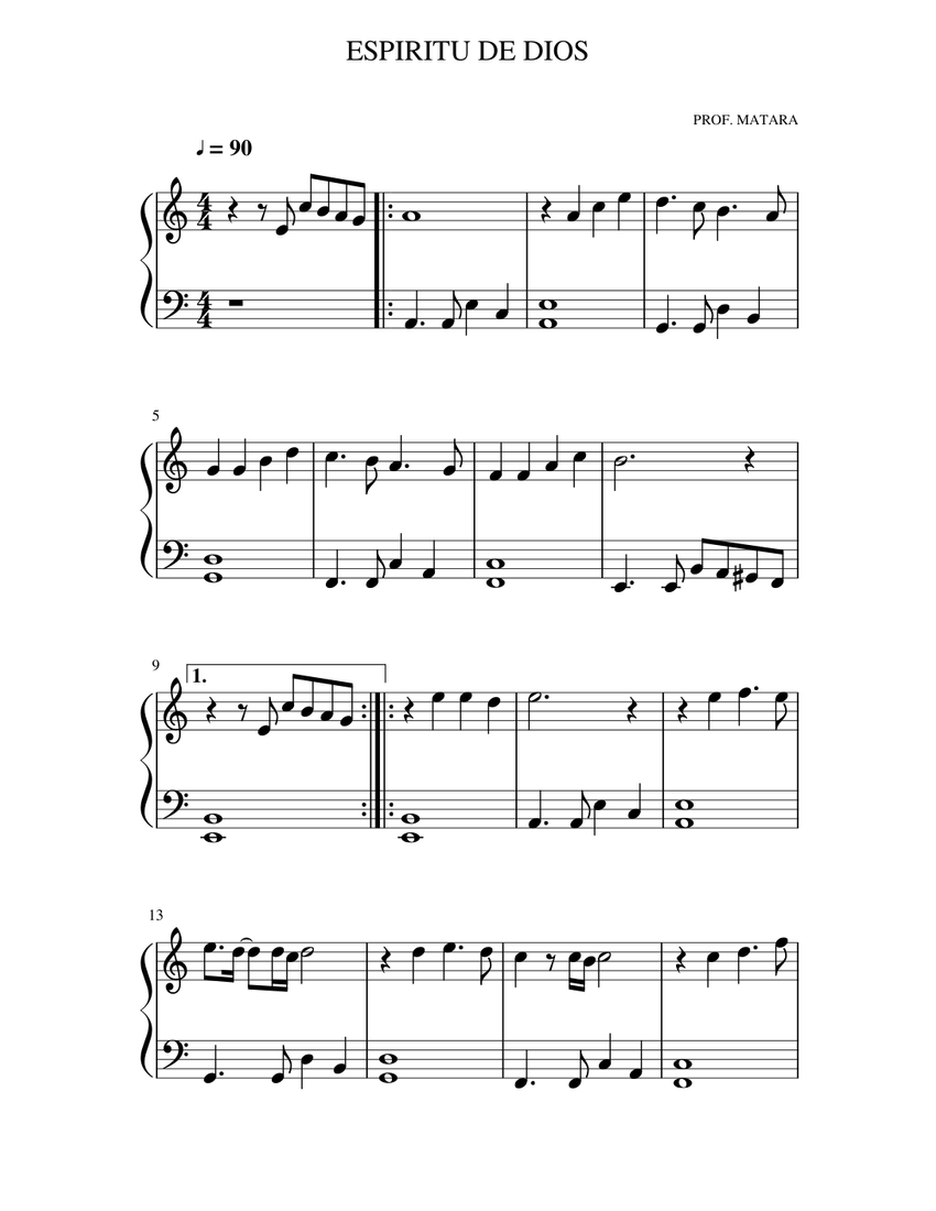 Partitura de ESPÍRITU DE DIOS - piano tutorial