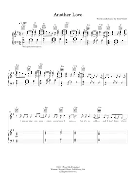 Another love – Tom Odell (Cello) Sheet music for Piano, Vocals, Cello  (Mixed Quartet)