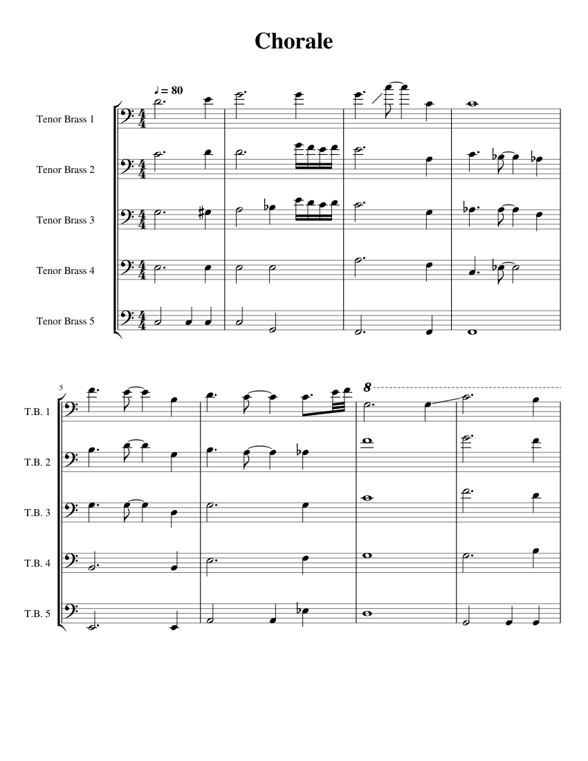 Bone Chorale Sheet music for Trombone (Mixed Quintet) | Musescore.com