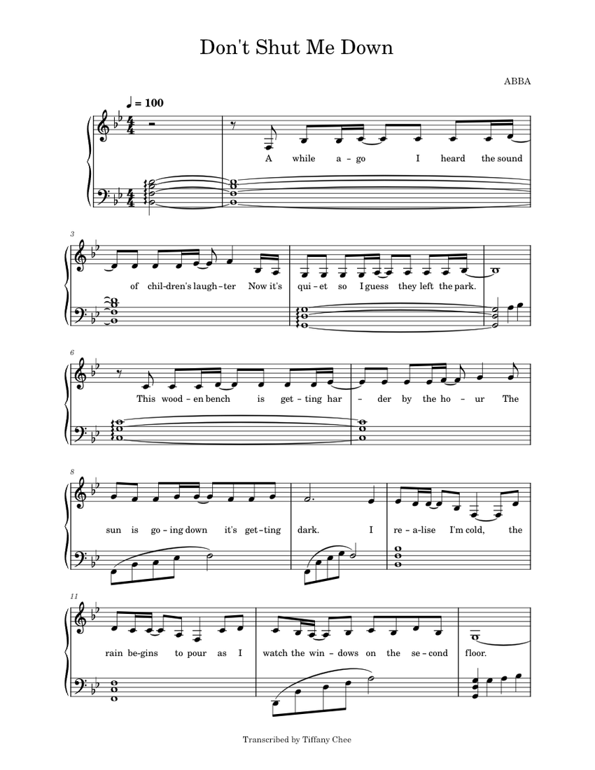Don't Shut Me Down – ABBA Piano Sheet music for Piano (Solo) | Musescore.com