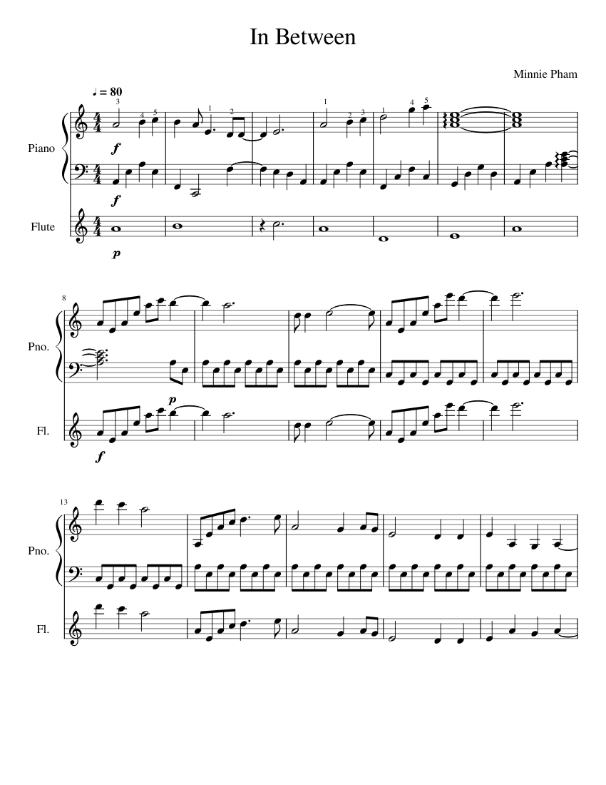 In Between Sheet music for Piano, Flute (Solo) | Musescore.com