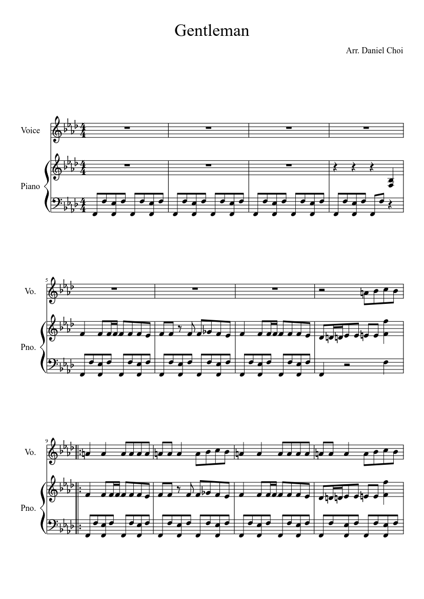Gentleman Sheet music for Piano, Voice (other) (Piano-Voice) | Musescore.com