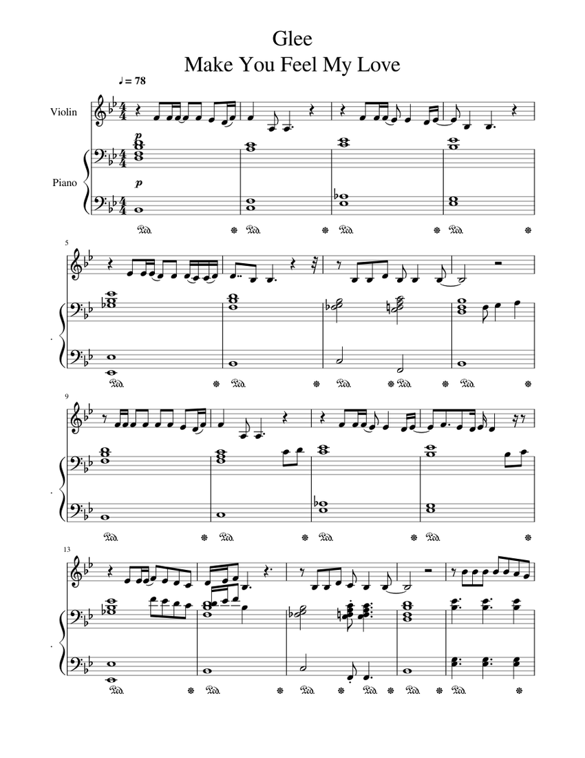 Lea Michele-Make You Feel My Love Sheet music for Piano, Violin (Solo) |  Musescore.com