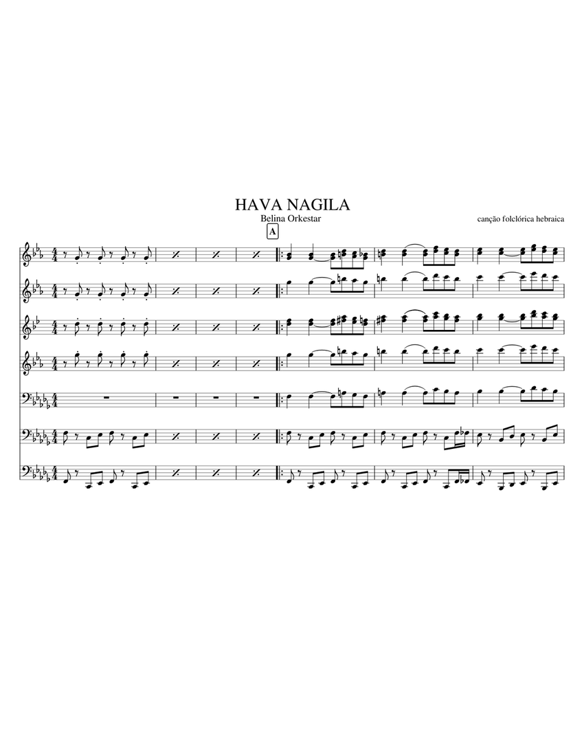 HAVA NAGILA Sheet music for Trombone, Euphonium, Tuba, in b