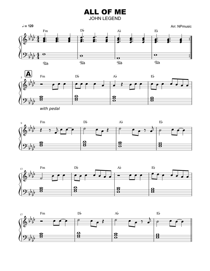 John Legend - All of Me Sheet music for Piano (Solo) | Musescore.com
