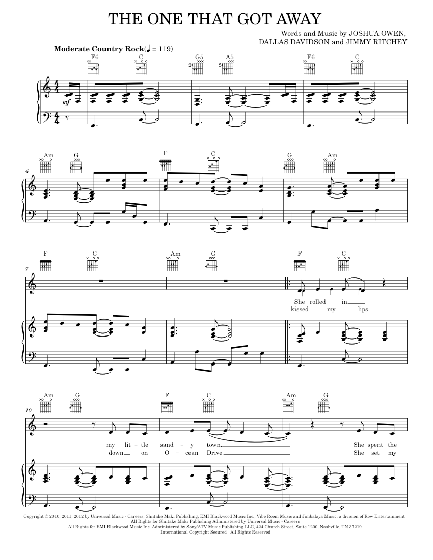 play-official-version-of-the-one-that-got-away-sheet-music-by-jake-owen