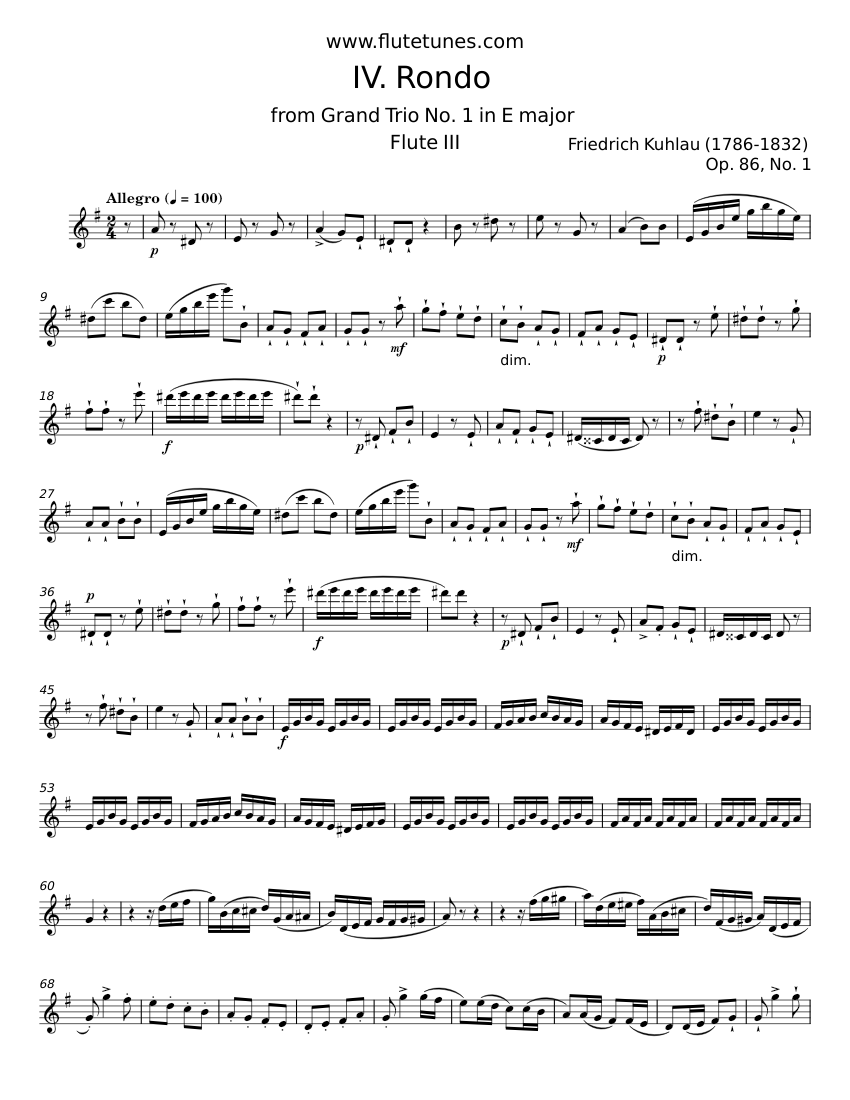 Kuhla Rondo Rondo - Friedrich Kuhlau Sheet music for Flute (Solo) | Musescore.com