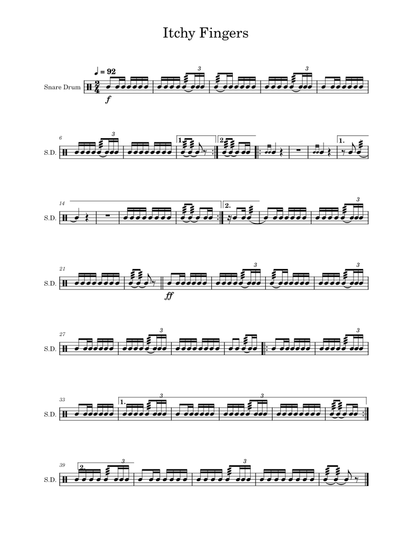 Itchy Fingers Sheet music for Snare drum (Solo)