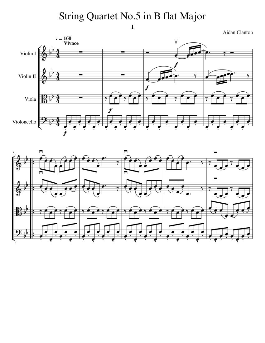 String Quartet No.5 in B flat Major; I