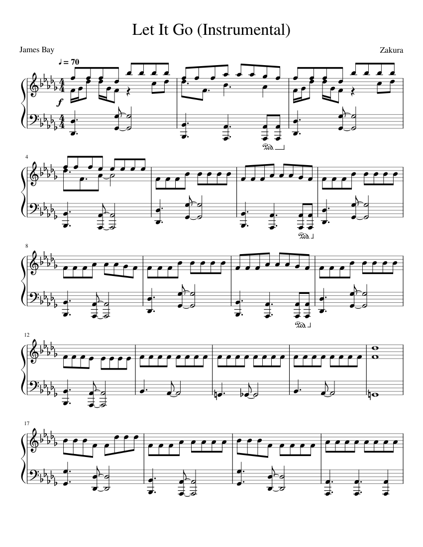 James Bay - Let It Go (Instrumental) Sheet music for Piano (Solo) Easy |  Musescore.com