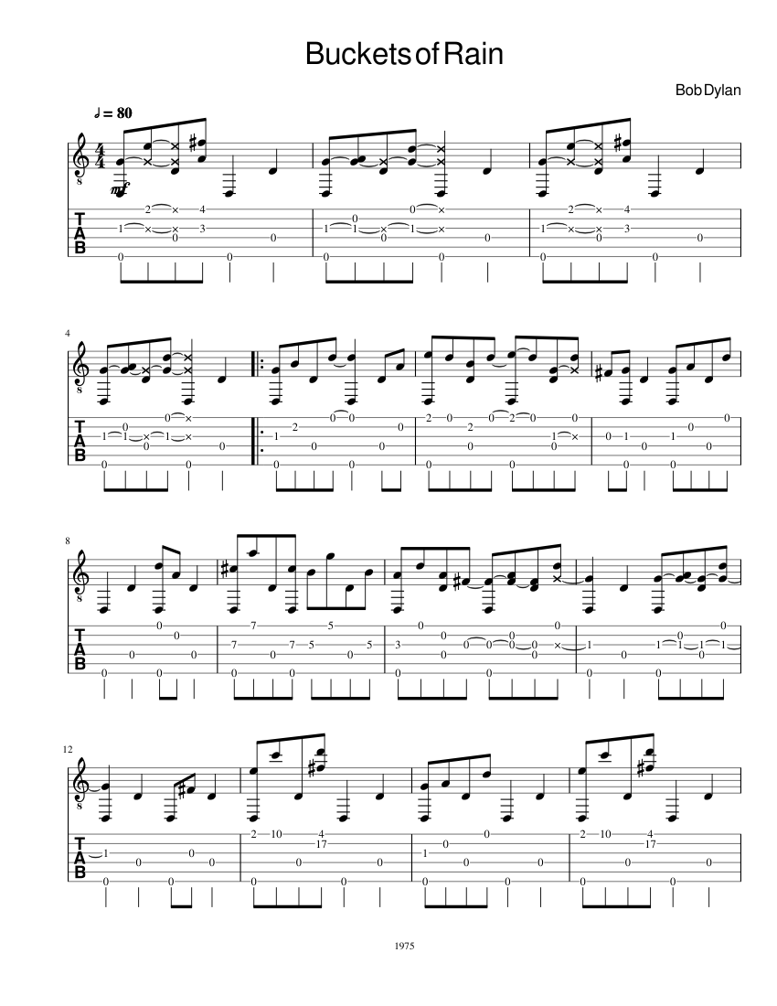 Buckets of Rain Sheet music for Bouzouki (Solo)