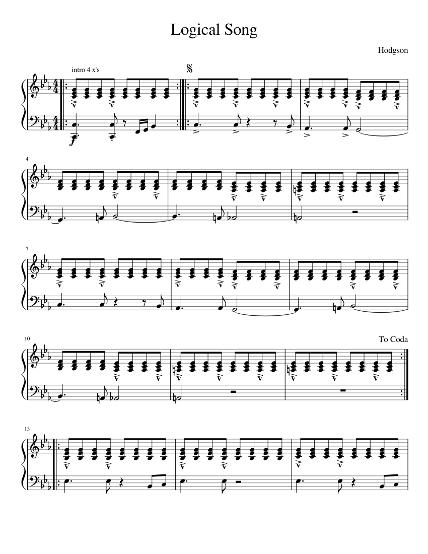 The Logical Song Sheet music for Piano (Solo) | Musescore.com