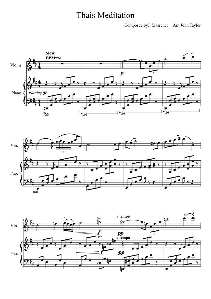 Thais Meditation Sheet music for Piano, Violin (Solo) | Musescore.com