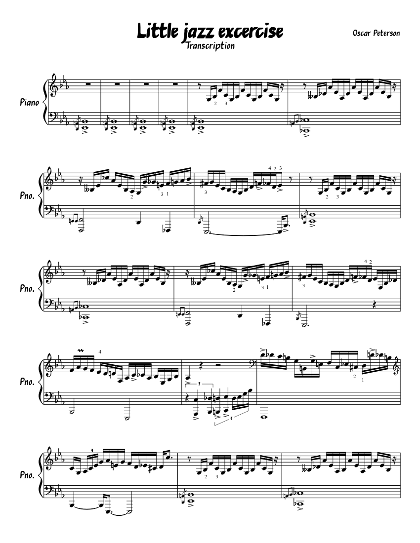 Little jazz excercise transcription - Oscar Peterson Sheet music for Piano  (Solo) | Musescore.com