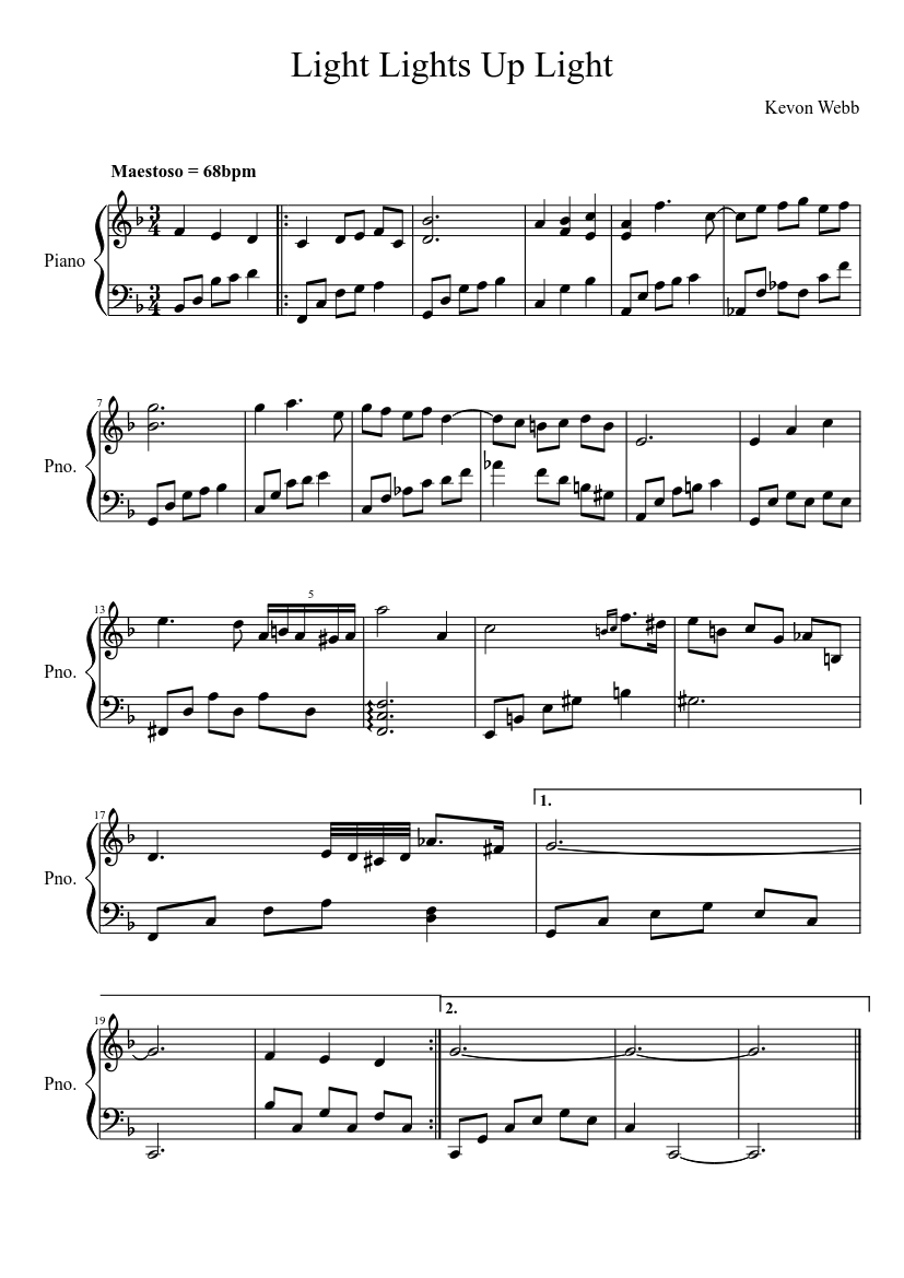 Light Lights Up Light Sheet music for Piano (Solo) | Musescore.com