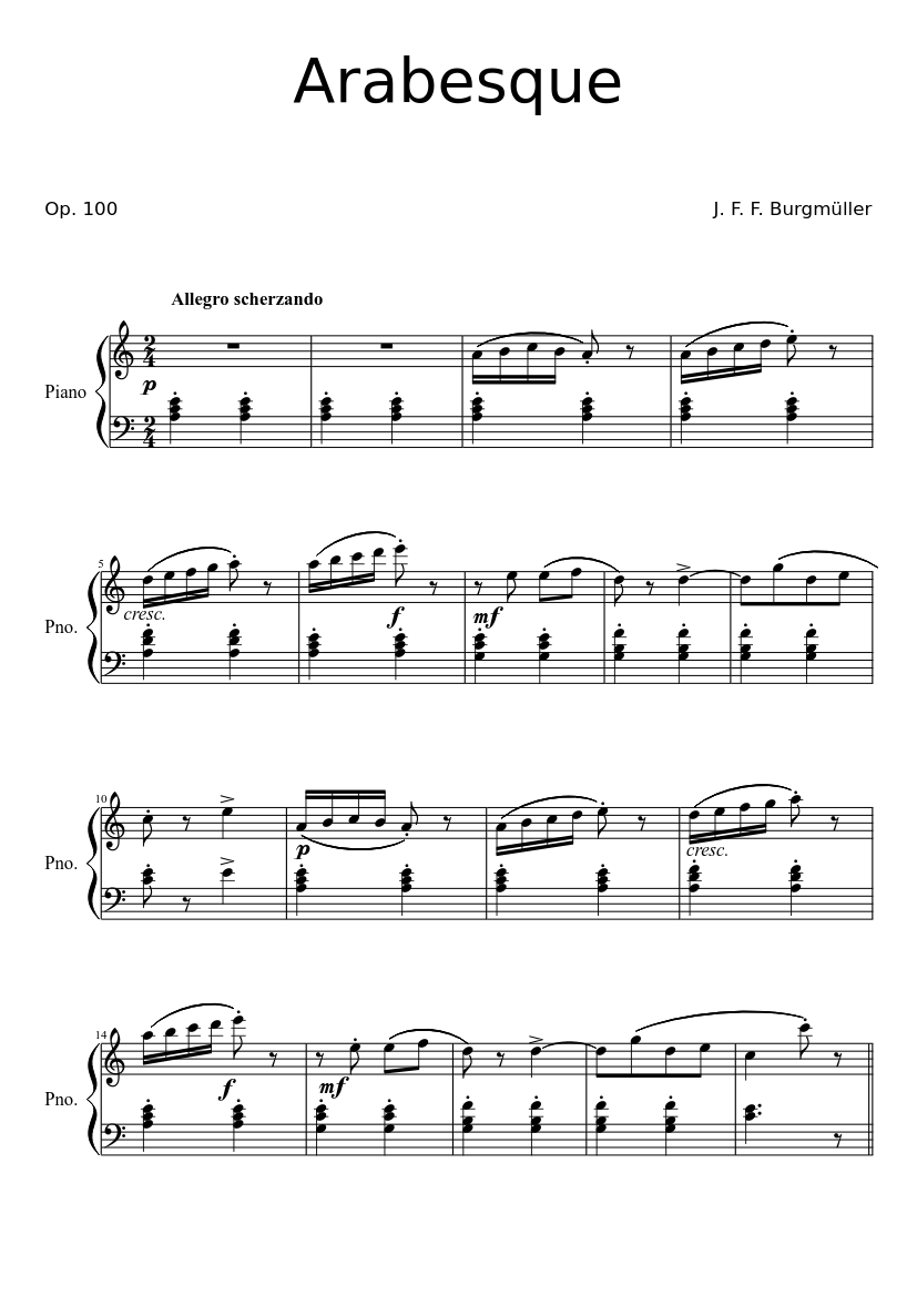 Arabesque Sheet music for Piano (Solo) | Musescore.com