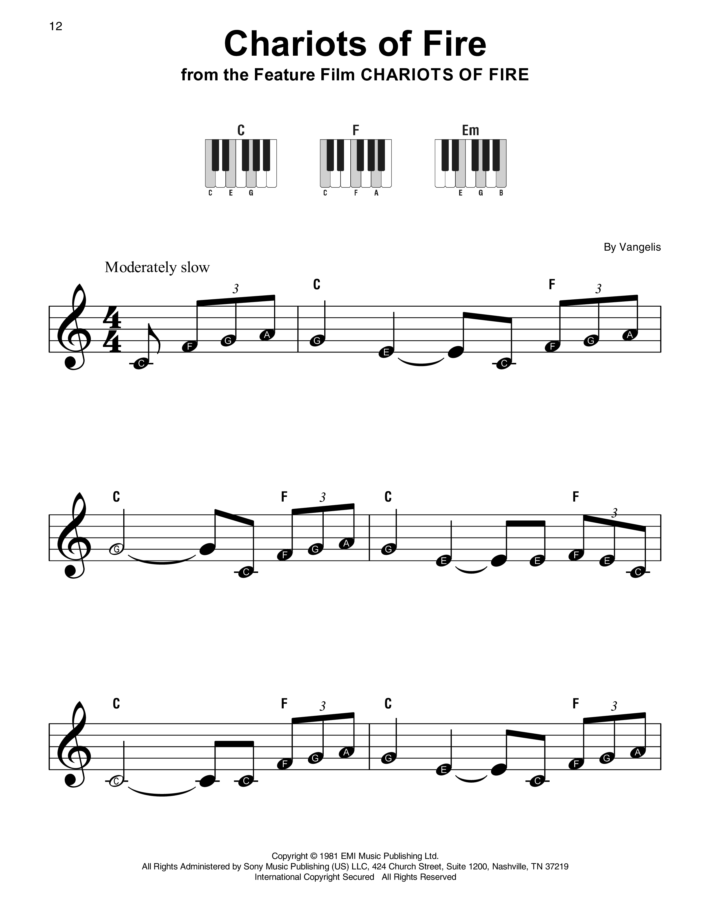 Play Official version of Chariots of Fire sheet music by Vangelis for ...