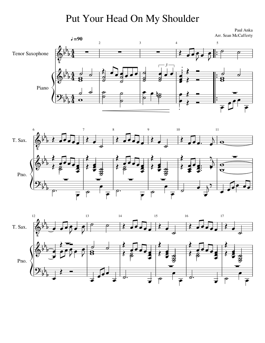 Put Your Head On My Shoulder Sheet music for Piano, Saxophone tenor (Solo)  | Musescore.com