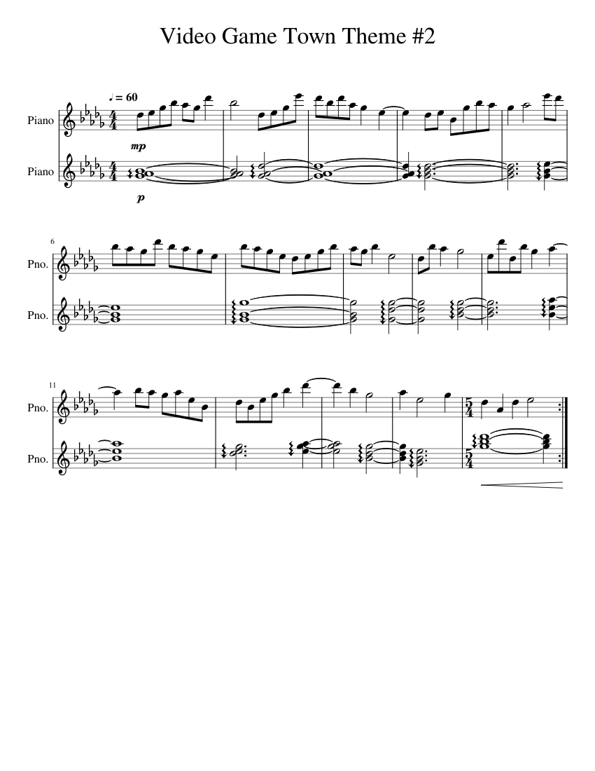 Video Game Town Theme #2 Sheet music for Piano (Piano Duo) | Musescore.com
