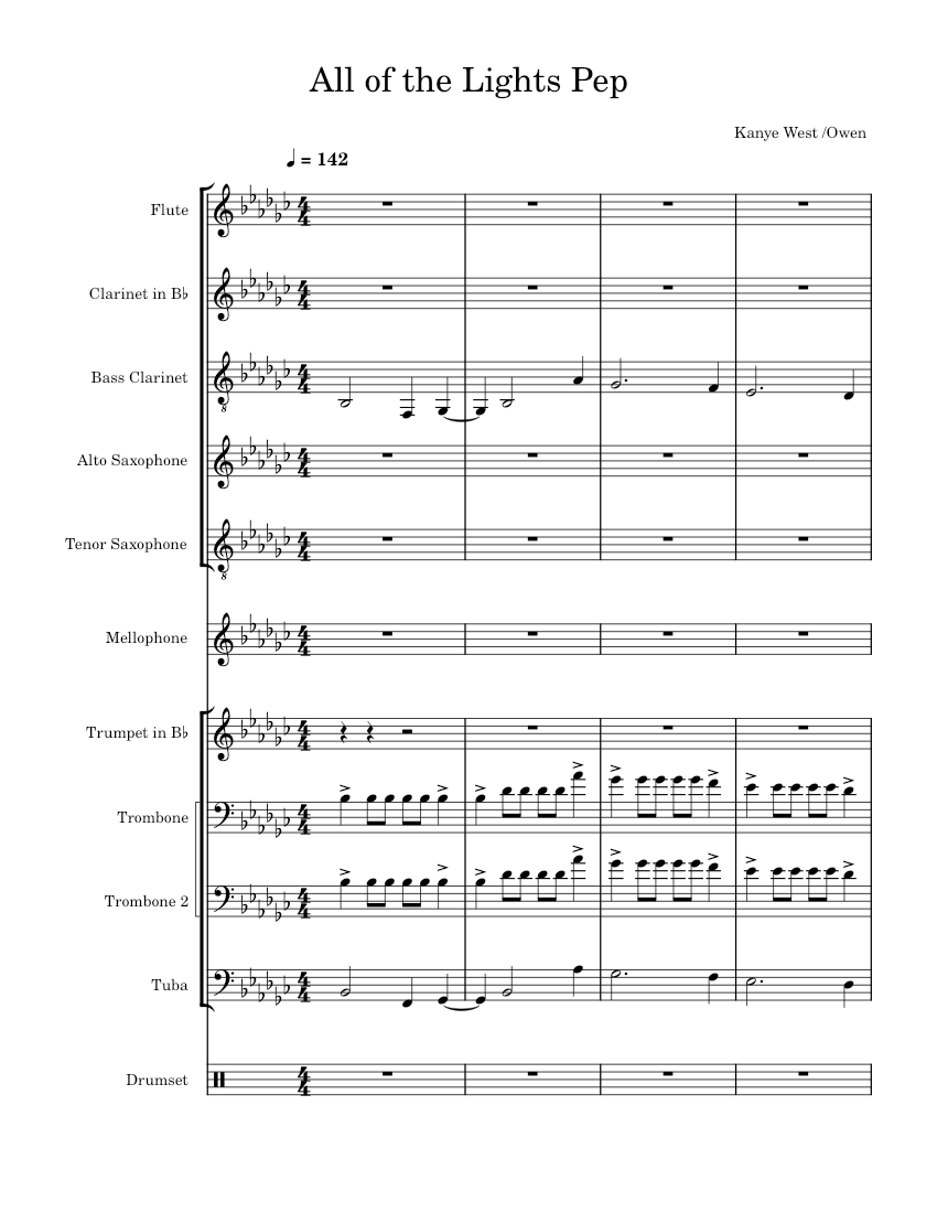 All of the lights kanye west all of the lights pep try 2 sheet music