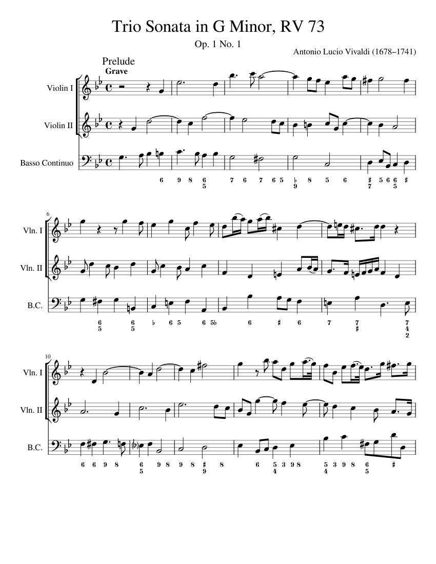 Sonata op.1 No. 1 in G minor RV 73