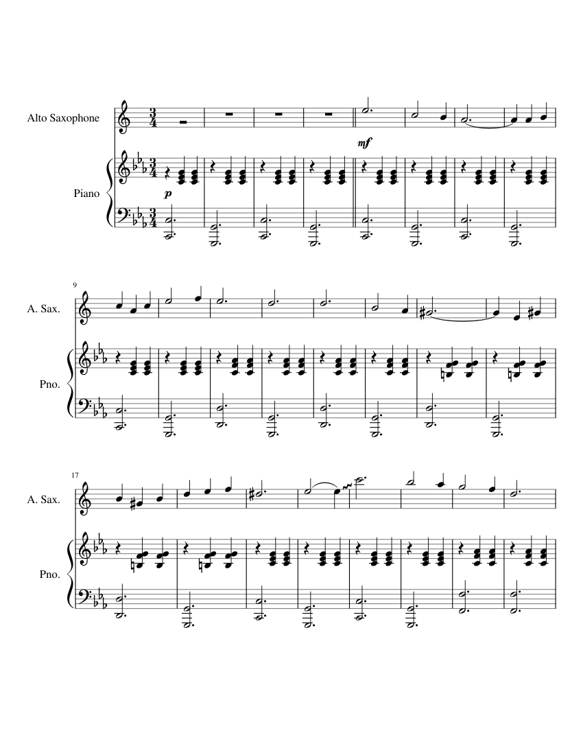 The Second Waltz Sheet music for Piano, Saxophone alto (Solo