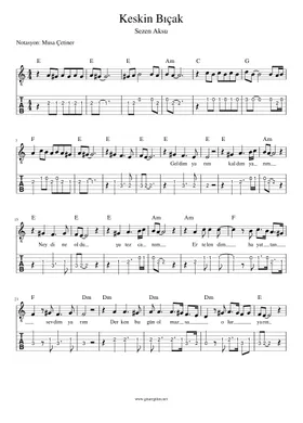 Free Keskin Bıçak by Sezen Aksu sheet music | Download PDF or print on  Musescore.com