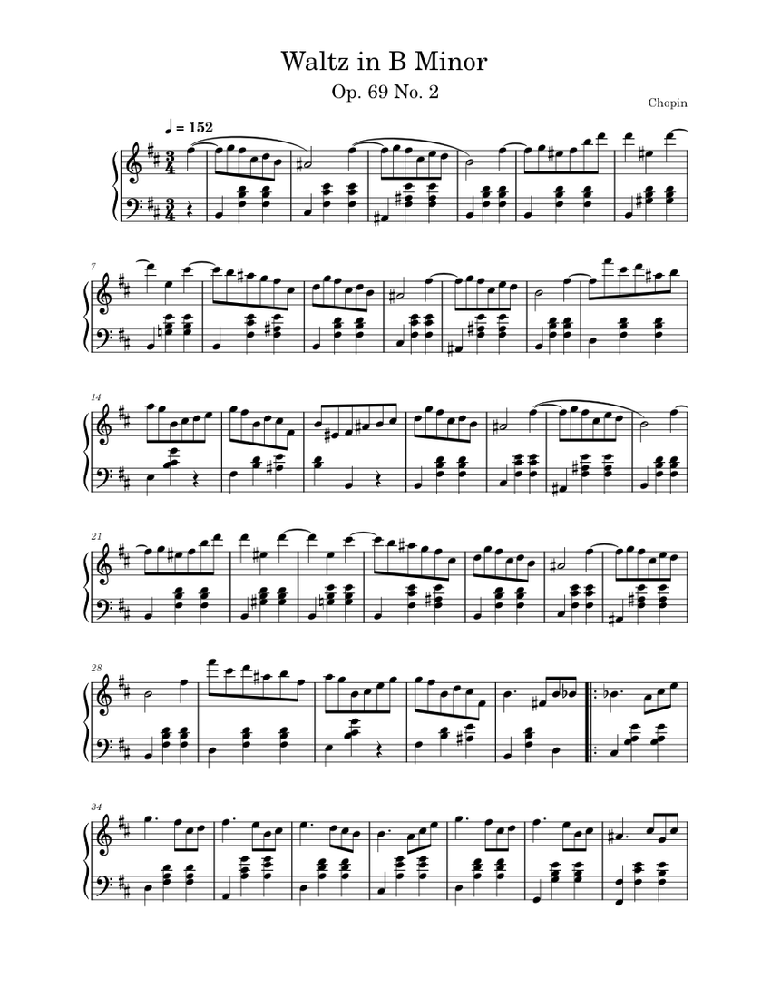 Waltz in B minor Op. 69 No. 2 Frédéric Chopin Waltz in B Minor Op. 69 No. 2 Sheet music for
