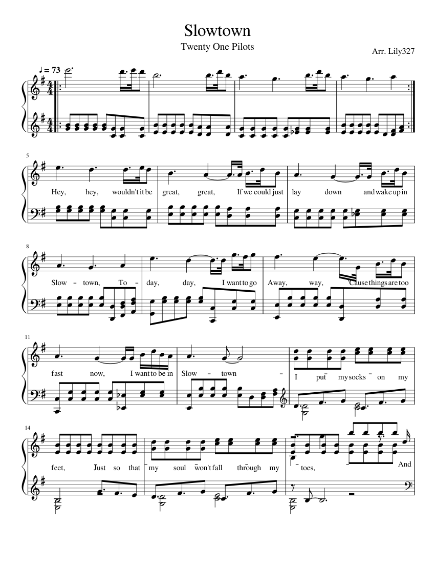 Slowtown - Twenty One Pilots Sheet music for Piano (Solo) | Musescore.com