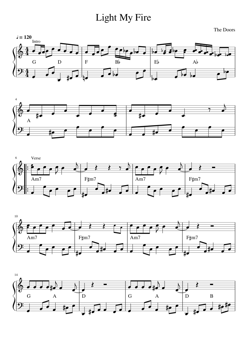 Light My Fire Sheet music for Organ (Solo) | Musescore.com