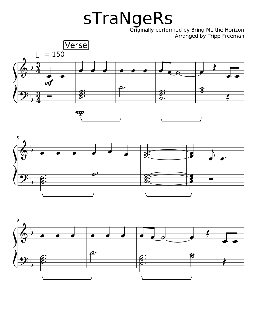 STraNgeRs – Bring Me the Horizon (Easy Piano) Sheet music for Piano (Solo)  | Musescore.com