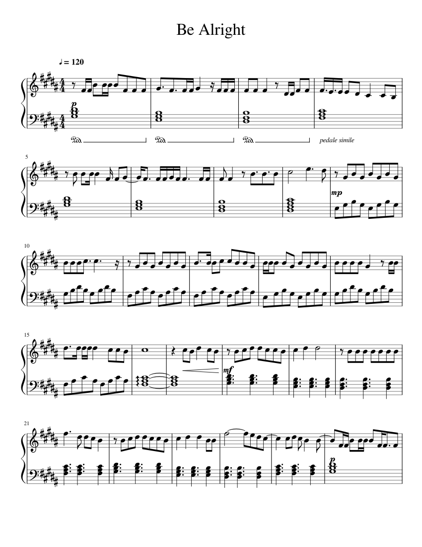 Be Alright - Dean Lewis Sheet music for Piano (Solo) Easy | Musescore.com