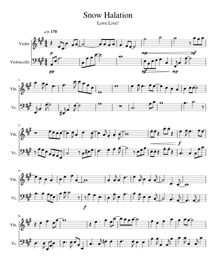 Snow Halation String Duet Sheet music for Violin, Cello (String Duet) |  Musescore.com