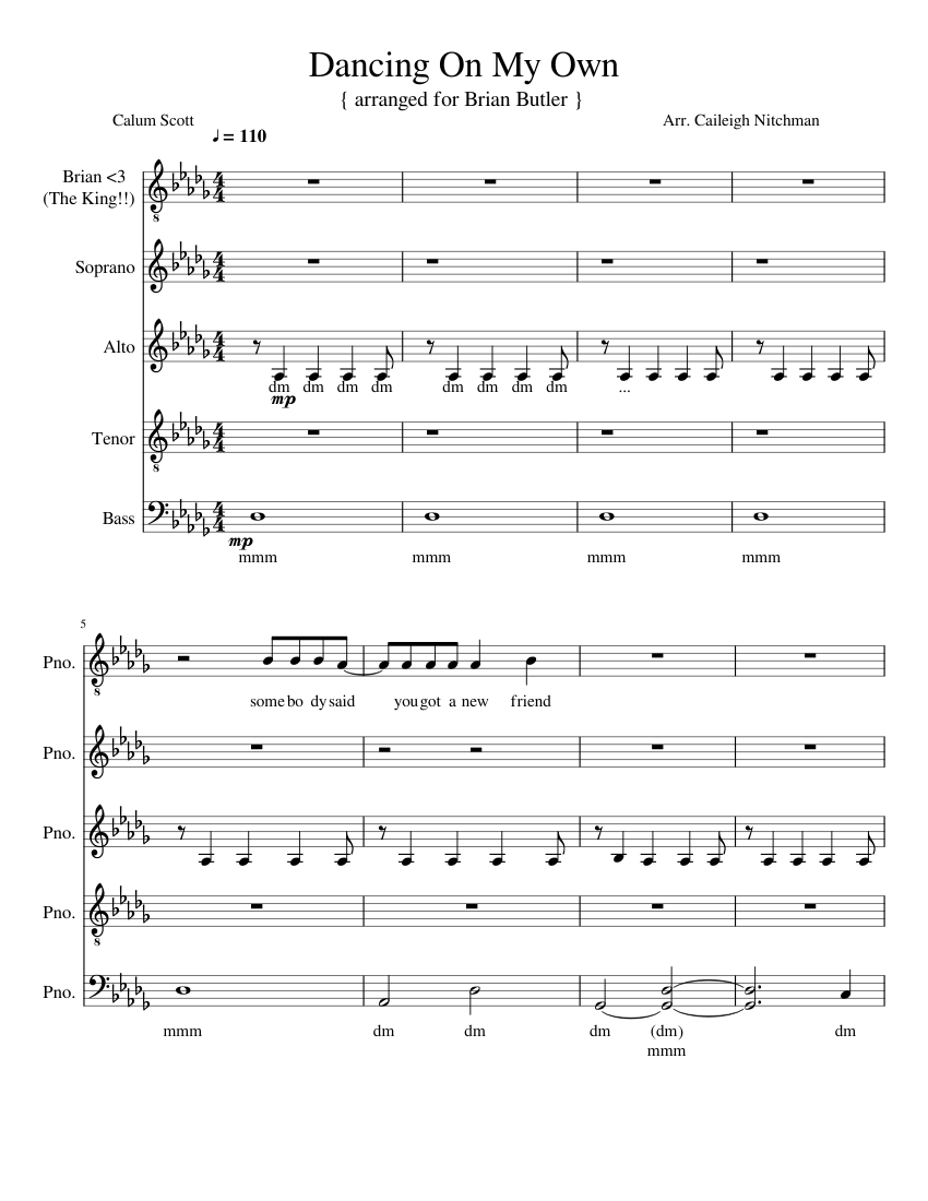 Dancing On My Own Sheet music for Piano (SATB) | Download and print in